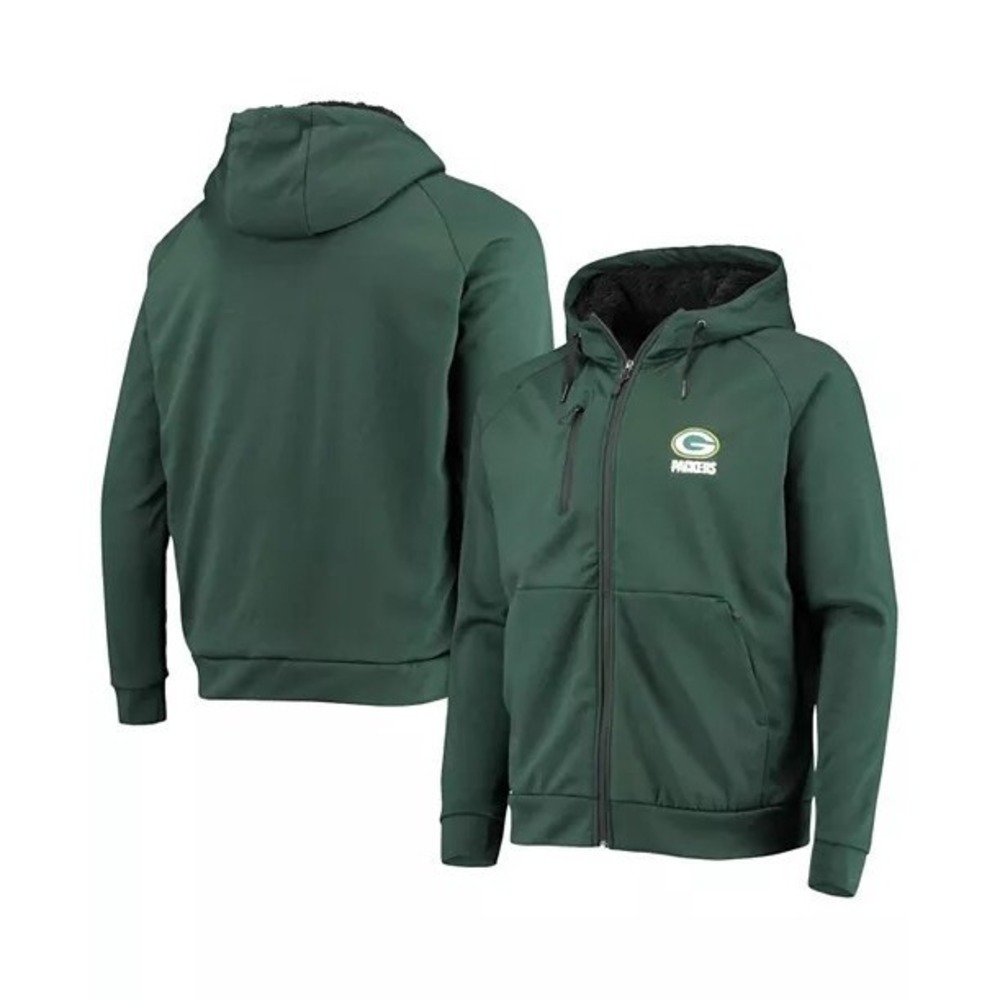 Men's Green Bay Packers Dunbrooke Green Shag Tri-Blend Full-Zip Raglan Hoodie Lg